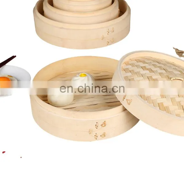 Wholesale Custom Logo Different Size Handmade Bamboo Food Steamer Use for Dim Sum Dumpling and Delicious Food