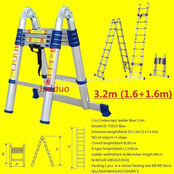 2 IN 1 Blue Multipurpose Telescopic Ladder