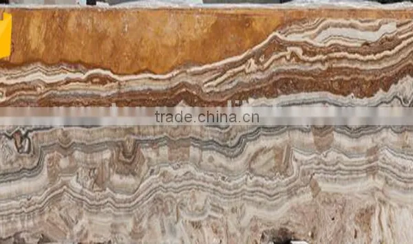 High Quality Polished Brown Tiger Onyx Marble Indoor Decorative Stone photo-5