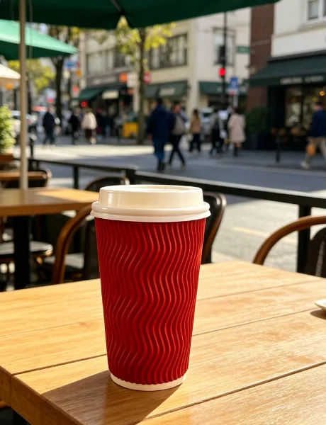 Biodegradable Custom Logo Double Ripple Wall Hot Coffee Paper Cup With Lid photo-3