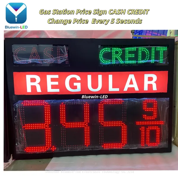 Electronic LED Gas Petrol Station Price Display for Outdoor Use, Double-sided, With Digital Display for Cash and Credit Cards photo-2
