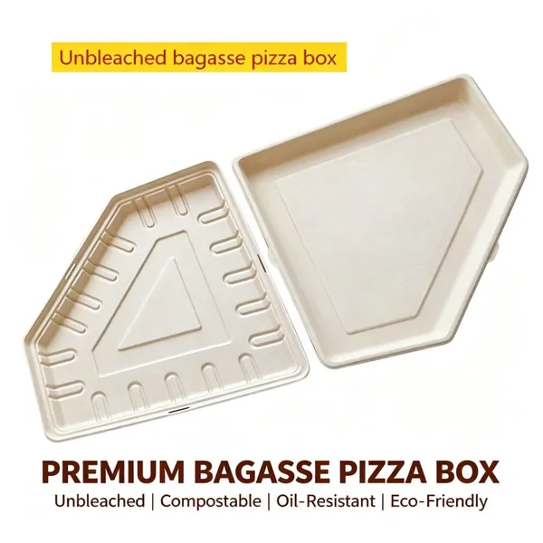 Eco-Friendly 2mm Thick Paper Pulp Bagasse Pizza Box With Oil-Resistant Coating for Takeaway Packaging photo-4