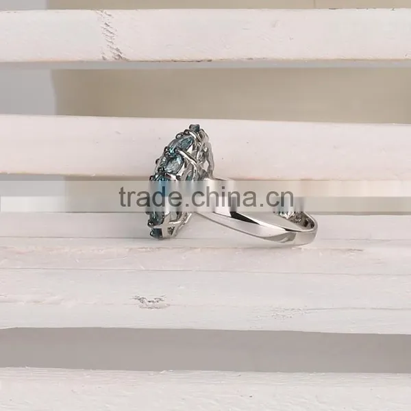 2015 Hot Item Sterling Silver 925 Natural London Blue Topaz Ring Round Stone MOQ 30pcs photo-2