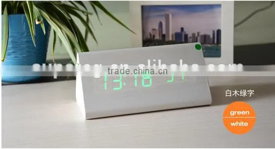 Freeship Decorative Table Clocks Control Sensing Alarm Temp Dual Display Electronic LED Clock Vintage Wooden Digital Alarm Clock photo-2