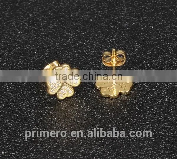 Temperament Fashion 18K Gold Plated Clover Earrings Findings Wholesale photo-5