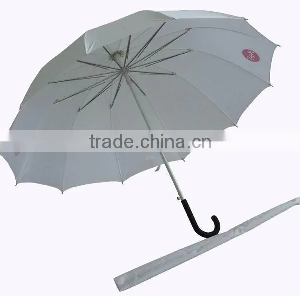 12k Promotional White J Shape Handle Straight Umbrella