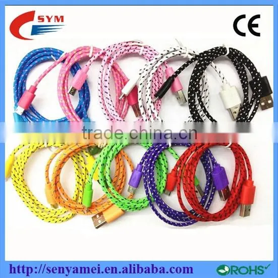 Standard USB Type and Mobile Phone Use Fabric Braided USB Charger Cable 1M 2M
