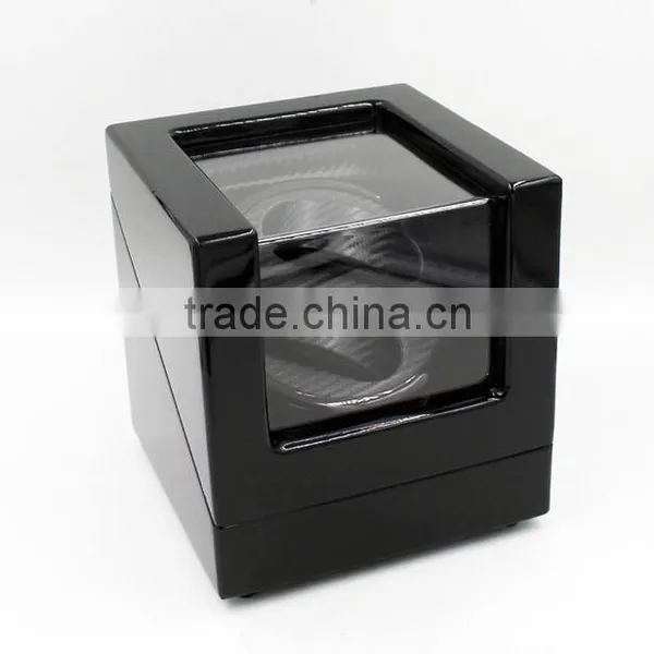 Custom Black Wooden 2 Slot Automatic Carbon Fiber Watch Winder photo-2