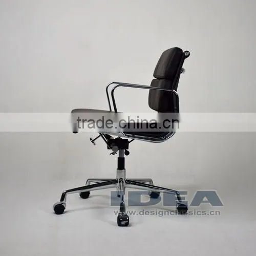 Replica Charles Low Back Desk Chair- Black Color Genuine Leather photo-3