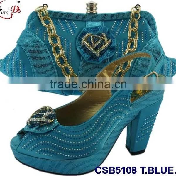 CSB5108 2016 Newest Design Woman Hot Selling Shoes With Matching Bags Crystal Cluth Factory Price Shoes Whole Sale Price photo-3