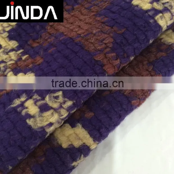Wholesale Wool Acrylic Polyester Blend Jacquard Fabric for Overcoat