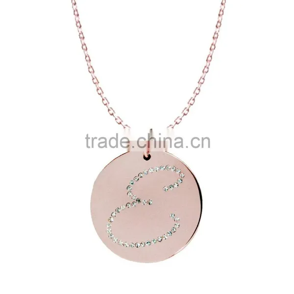 Silver/Brass in 14k White Gold or Rose Gold Collection in Italics Alphabet 'E' Customize Design Pendants photo-2
