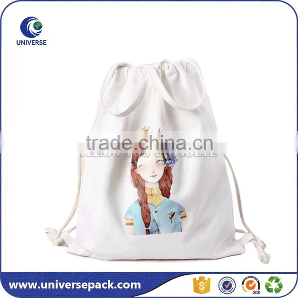 Promotional White Cotton Backpack Bag With Drawstring for Shoes Supplier's Choice photo-2