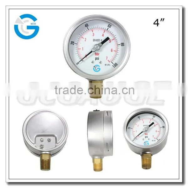 High Quality 4 Inch Stainless Steel Case Presssure Turbo Gauge With Brass Mount