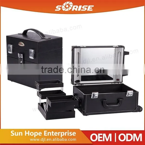 Factory Supply Pvc Black Crocodile Artist Carry Cosmetic Case photo-2