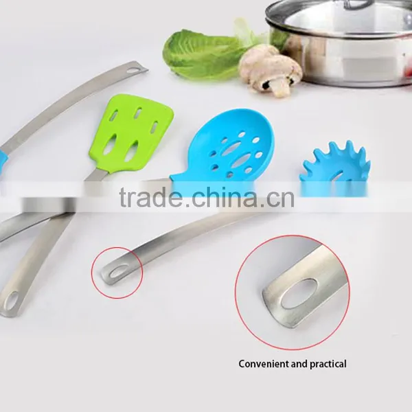 FDA LFGB Certificate Colorful Silicone Kitchen Utensils Set With Stainless Steel Handle 2015 Best Selling Cooking Assessay photo-2