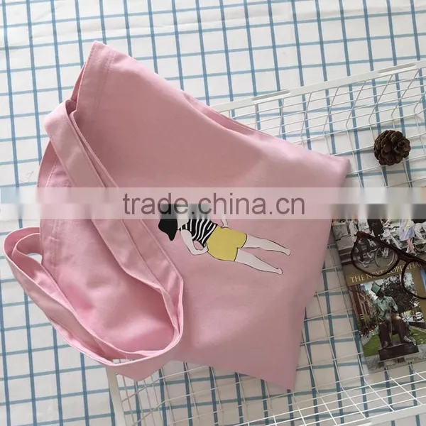 Custom Canvas Pink Printed Bag Shopping Cheap Wholesale photo-2