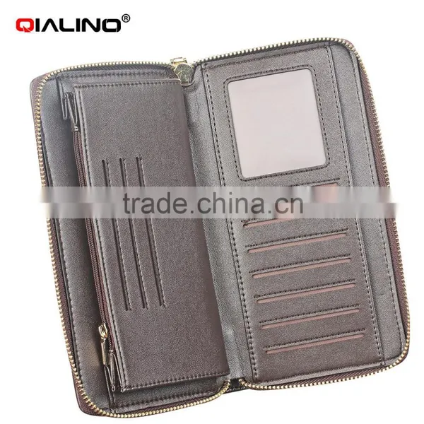 QIALINO Wholesale Zip Wallet Luxury Ostrich Leather for Iphone Case Wallet Handbag photo-3