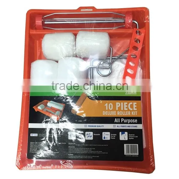 9" 10pcs Paint Roller Brush Tray Set Plastic Tray