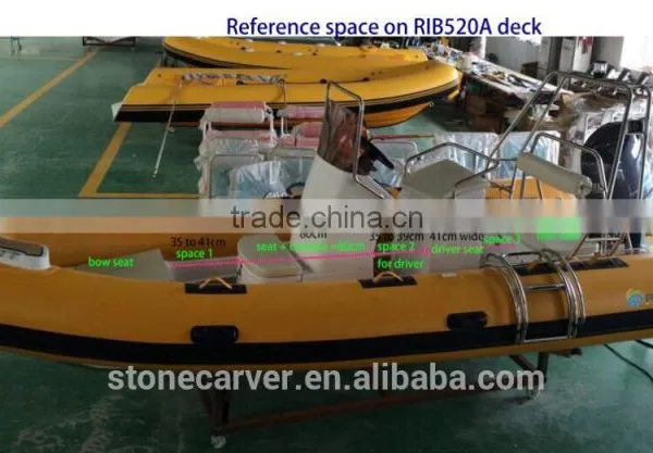 Rilaxy Factory Directly 5.2m 17ft Dual Layer Fiberglass Hull Rigid Inflatable Boat RIB520A photo-3