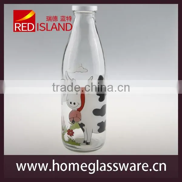 1L Stamping Milk Glass Bottle With Tin Lid 2016 Hot Selling photo-2