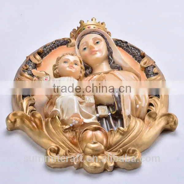 Wall Hanging Decoration Virgin Mary and Baby Jesus Statue photo-3