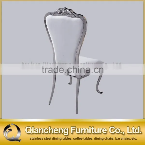 Luxury White Leather Banquet Chair With Mirror Silver Legs photo-5