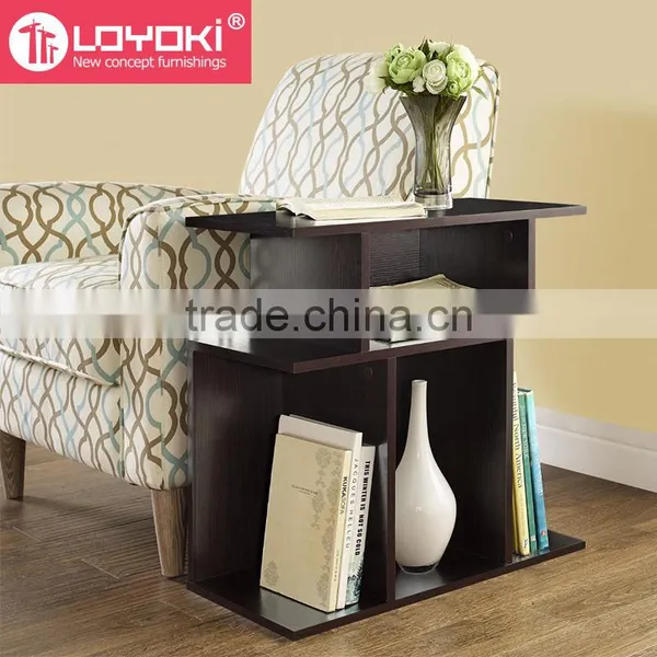 Living Room Wood Sofa Side Table Mdf Home Furniture Bookcase Book Display Multifunction Wood Corner Bookshelf photo-2