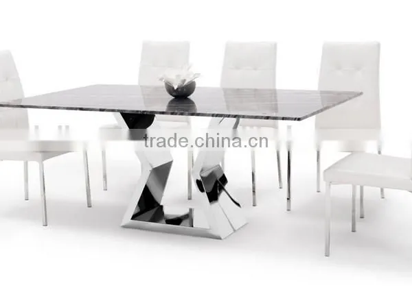 Modern Dining Table With Marble Top and Chrome Base photo-6