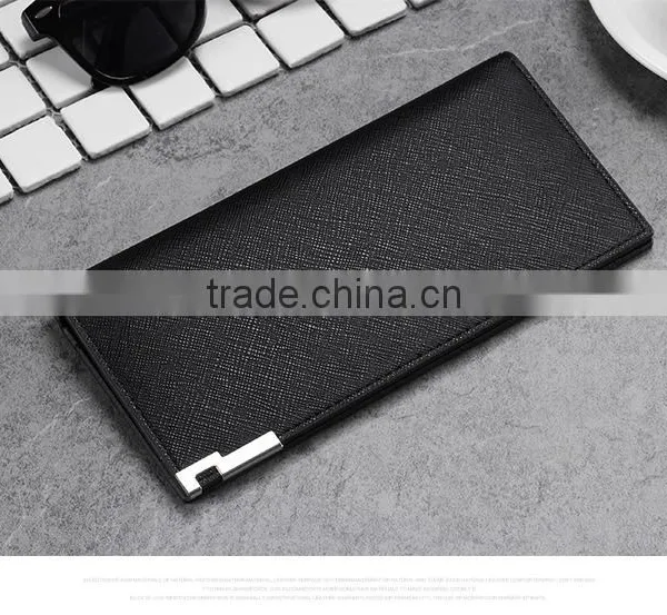 Wholesale New Men's Long Slim Wallet Card Wallet Multi Cross Pattern Wallet Purse photo-2