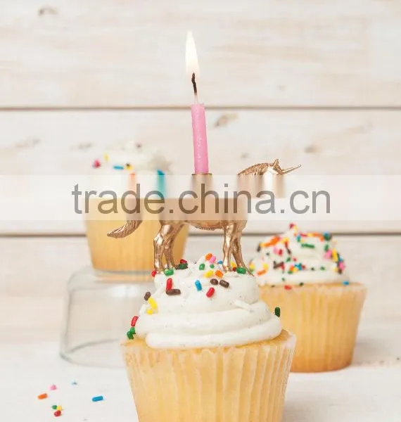 Gold Unicorn Candle Holder Kids Cute Party Decor photo-2