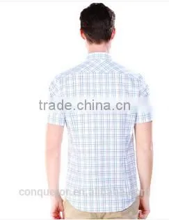 Men's Blue Check Cotton Shirt Slim Fit Shirt HOT! MSH20150006 photo-2