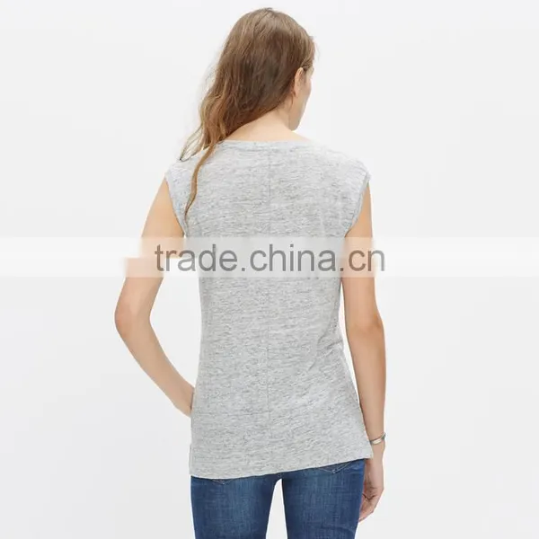 Women Soft Linen Heathered Muscle Stringer Tank Top Wholesale photo-3