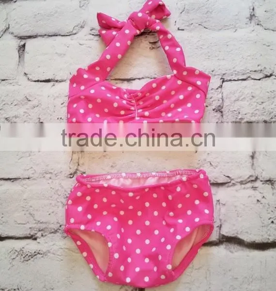 Hot Sale!Baby Girl Swimwear White Polka Dots Clothes Set Yellow Bikini Beauty Product for 0-6 ys Girls photo-2