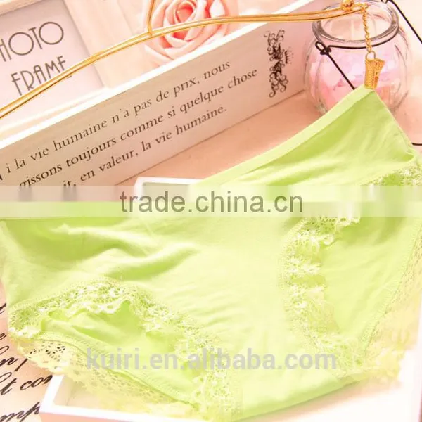 OEM Pure Color Lace Bamboo Charcoal Comfortable Women Underwear 100A photo-4