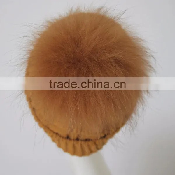 Myfur New Design Thick Folded Beanie Raccoon Fur Pom Hat for Woman photo-2