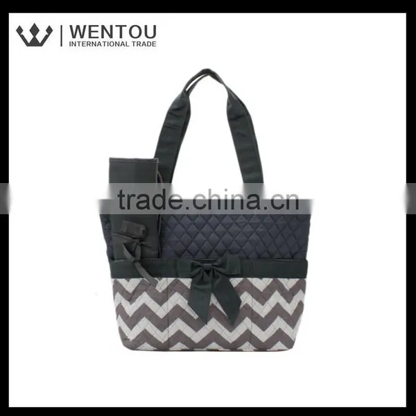 Cute Zig Zag Stripe Quilted Baby Diaper Bag photo-2
