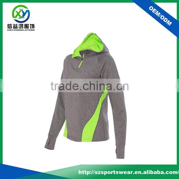OEM Contrast Color 1/4 Zipper Women Pullover Sweatshirt With Hood photo-2