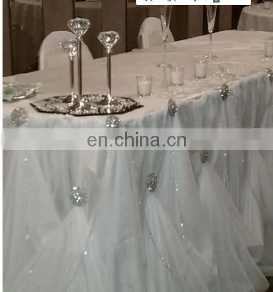 China Supplier Pink Rosette Table Skirting Designs for Wedding photo-5