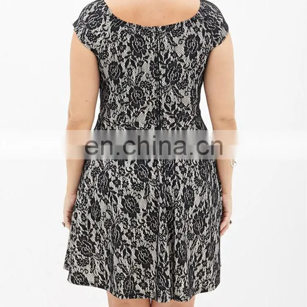 CHEFON Floral Lace off the Shoulder Dress Plus Size photo-3
