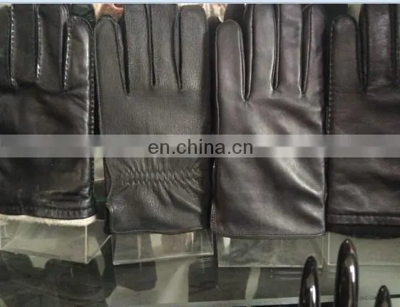 Winter Black Genuine Fashion Men Leather Sheepskin Glove photo-6