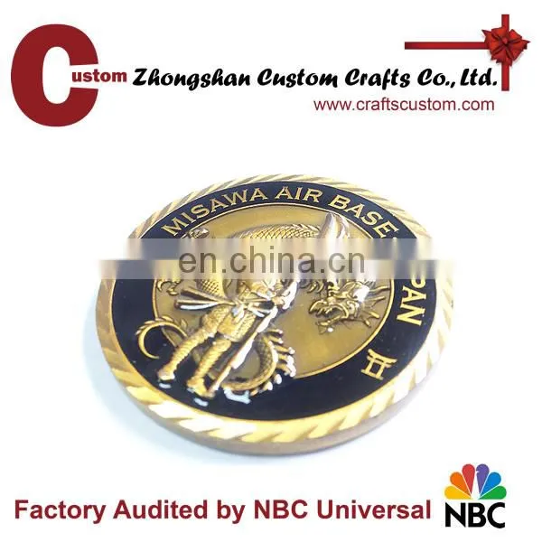 Custom Japan Knight and Dragon Antique Gold Challenge Coin Maker photo-2