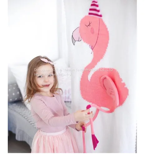 Hot Sale Home Style Flamingo and Unicorn Print Knitted Throw Blanket for Kids and Babies