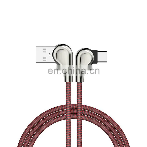 2019 Micro USB Cable USB Fast Charger Nylon Cord Micro USB 90 Degree Data Cable photo-3