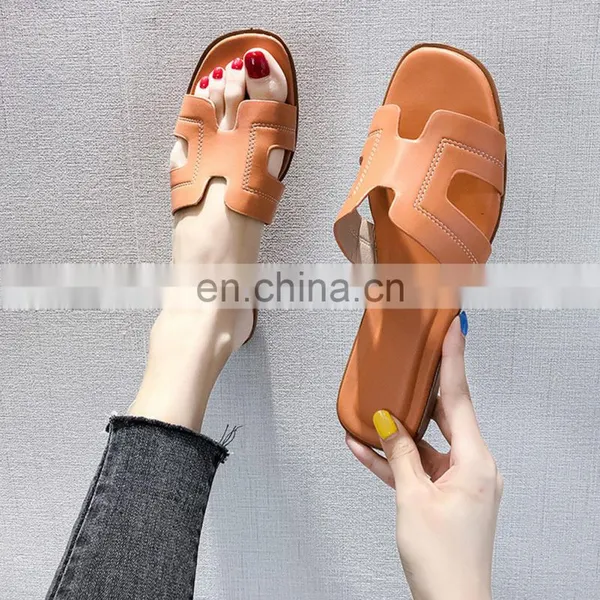 2020 Hot Sale H-sandel, Soft-soled Fashionable Light Weight Flats Mules Shoes Wholesale Korean Fashion Women's Slippers/ photo-4