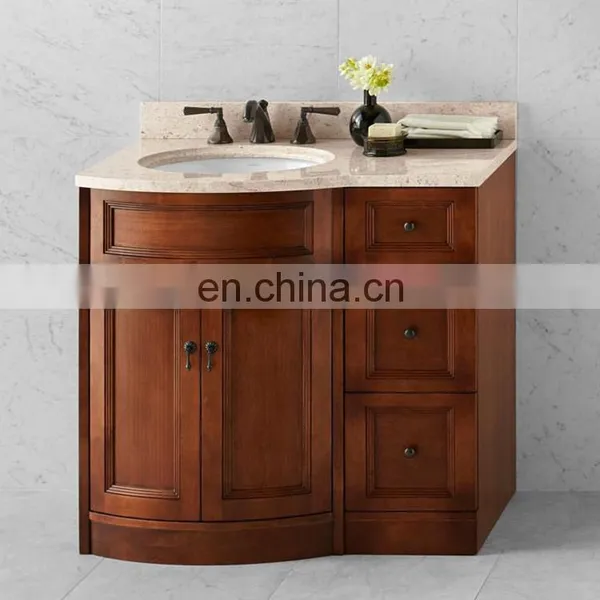 Guangzhou Luxury Solid Wood Bathroom Vanity Cabinet Unit photo-4