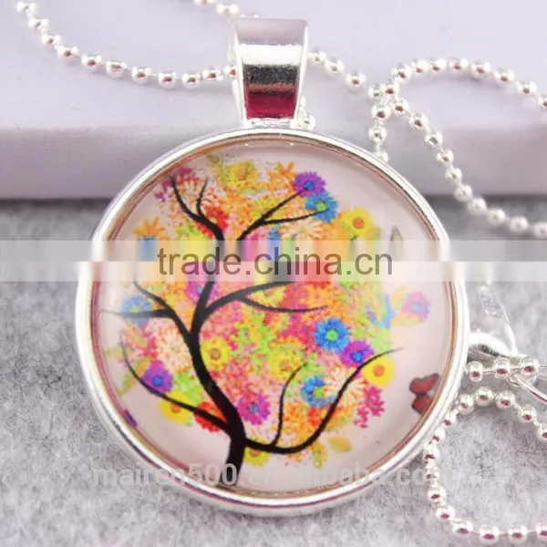 (tree) Time Gemstone Cabochon Charm Pendant Necklace photo-6
