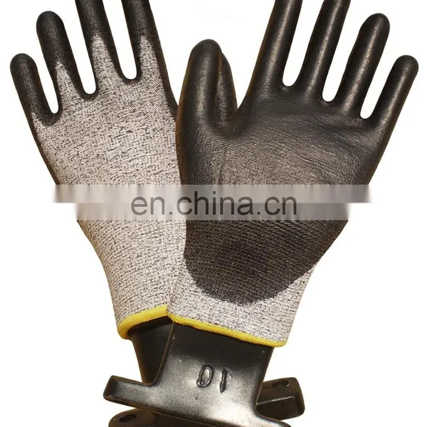 13 G Gray HPPE Black PU Cut Resistant Gloves, Anti Cut Glove, Working Glove