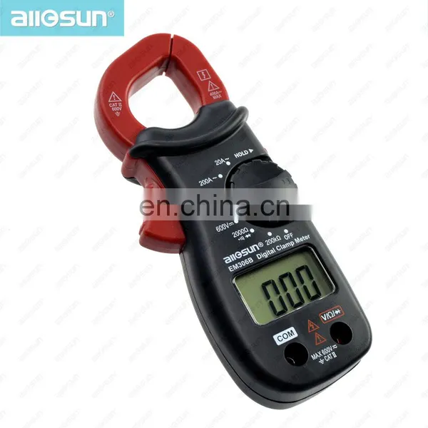 Allosun Handheld Clamp Meter Digital AC DC Volt AC Amp OHM LCD Audible Diode Tester Portable Handheld Clamp Multimeter photo-2