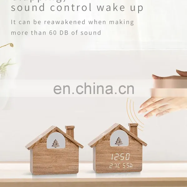Creative House Shaped Christmas Decorative LED Digital Clock Temperature Humidity Display Night Light Desk & Table Clock Spring photo-5
